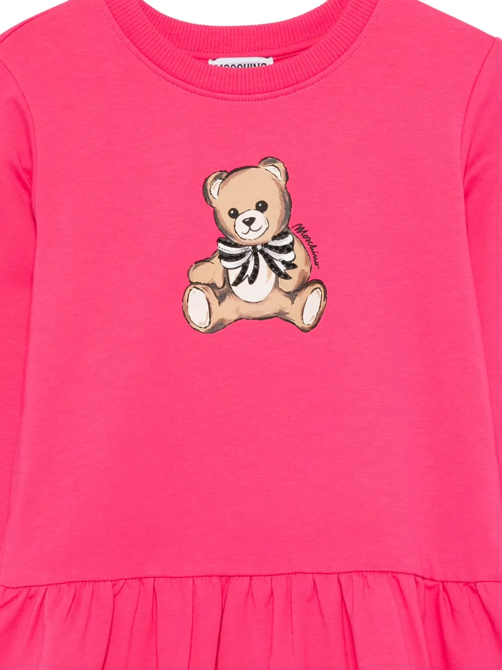 Moschino Kids Jurk met teddybeerprint Roze