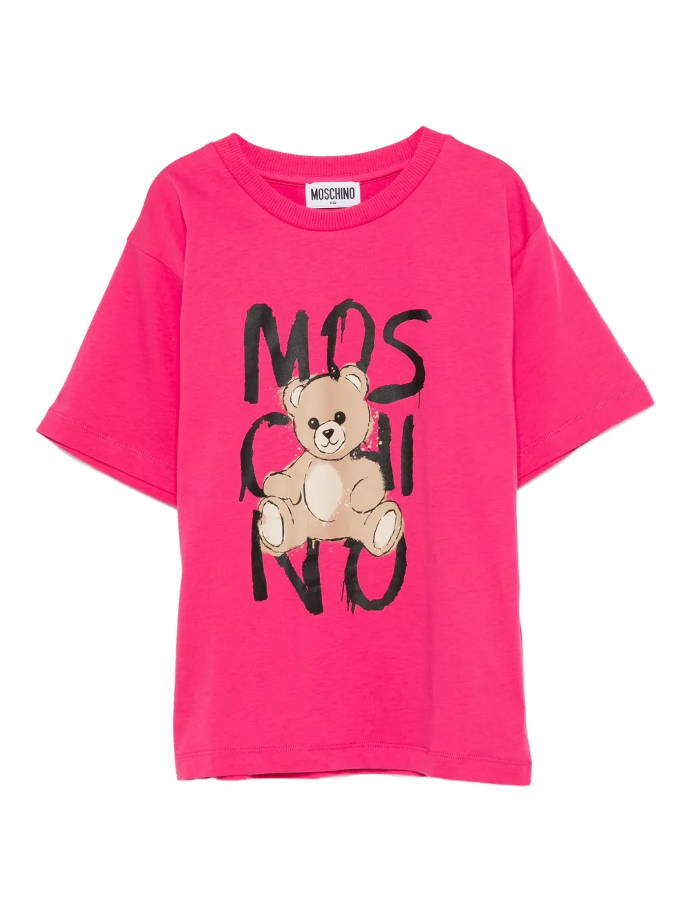 Moschino Kids Teddy Bear-print cotton T-shirt Roze