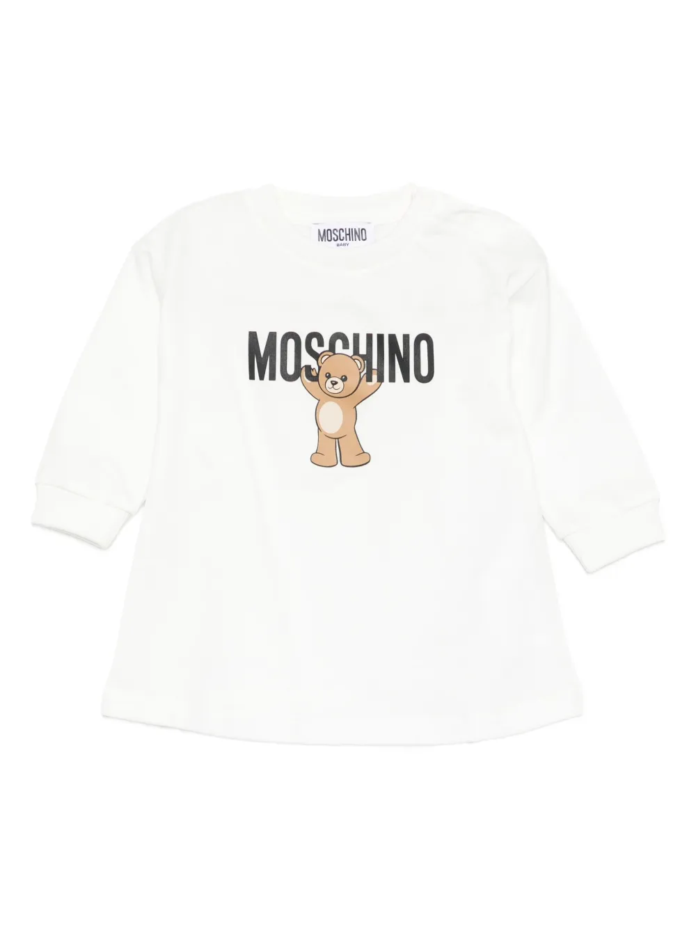 Moschino Kids Teddy Bear-print long-sleeve dress Wit