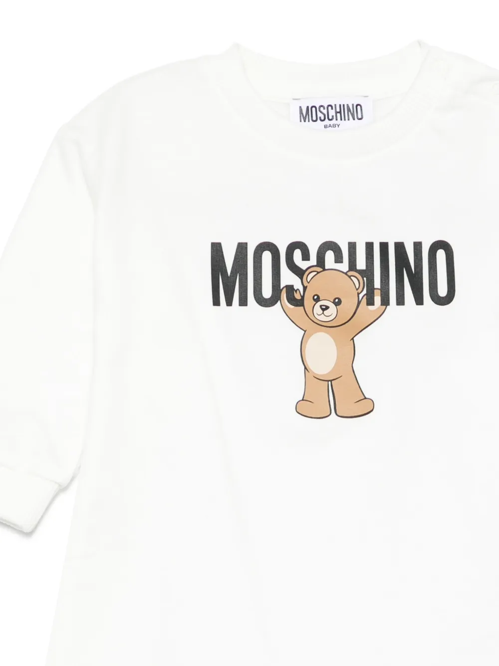 Moschino Kids Teddy Bear-print long-sleeve dress Wit