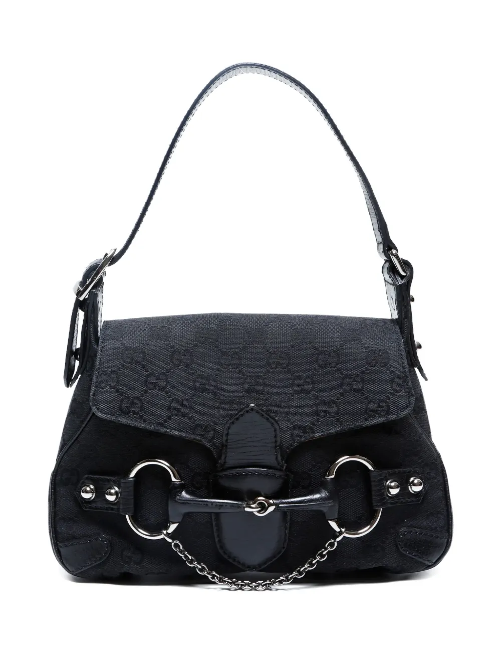 Gucci Pre-Owned 2000-2015 GG ホースビット ショルダーバッグ - ブラック Gucci Pre-Owned 2000-2015 GG ホースビット ショルダーバッグ - ブラック