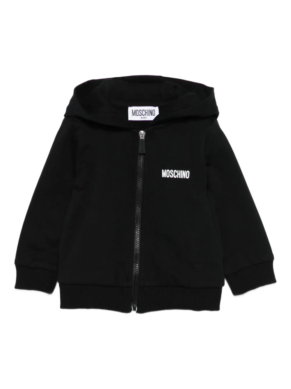 Moschino Kids zip-up hoodie Zwart