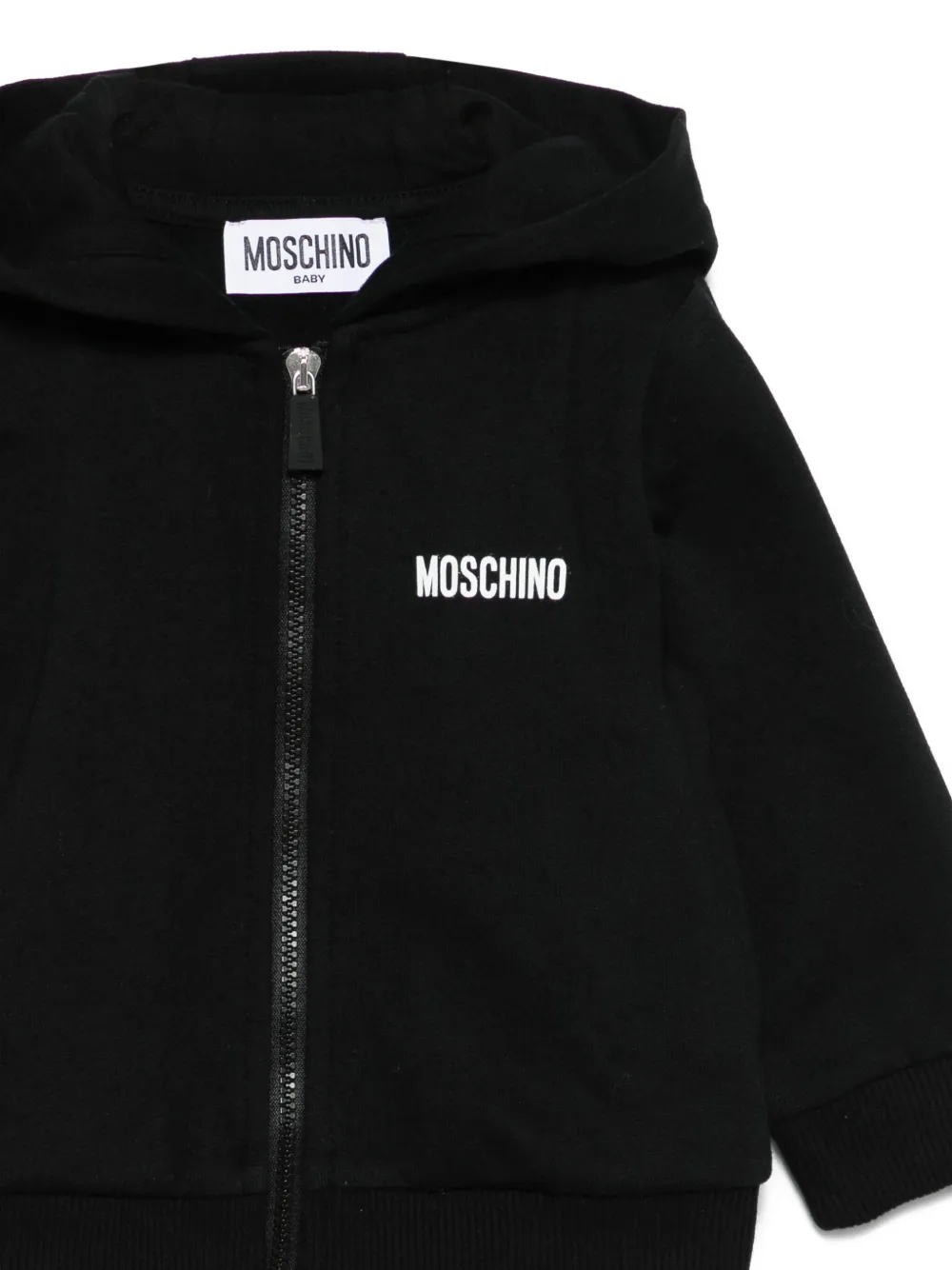 Moschino Kids zip-up hoodie Zwart
