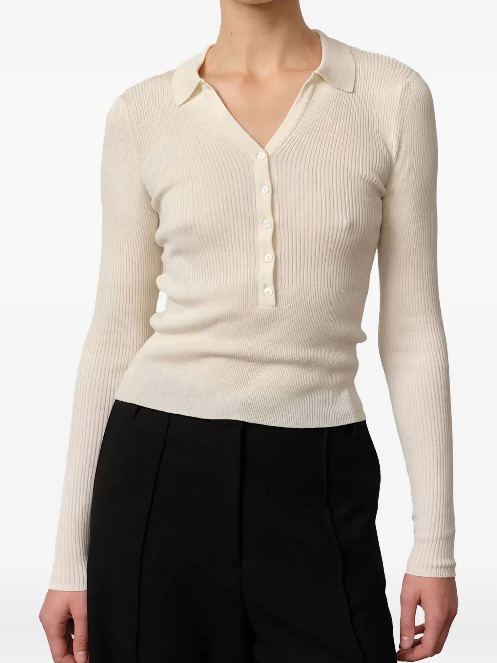 HERSKIND Finn ribgebreide polotop Beige