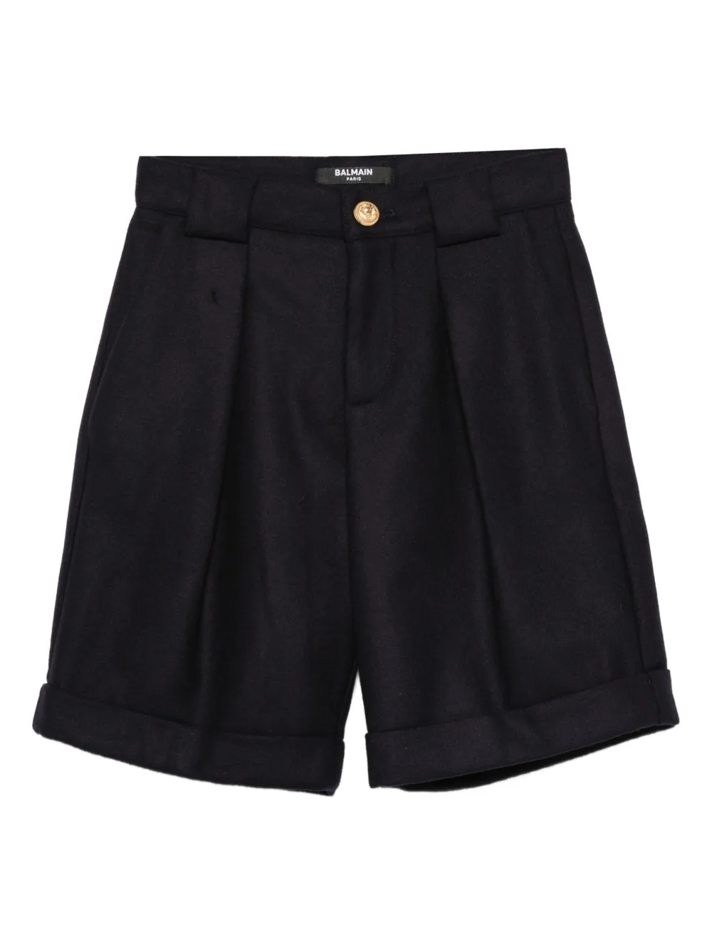 Balmain Kids pleated wool shorts Blauw