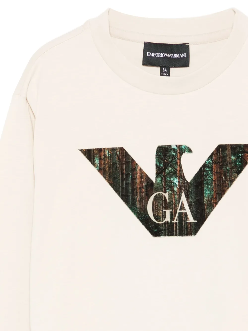 Emporio Armani Kids Eagle logo-print long-sleeve sweatshirt Beige