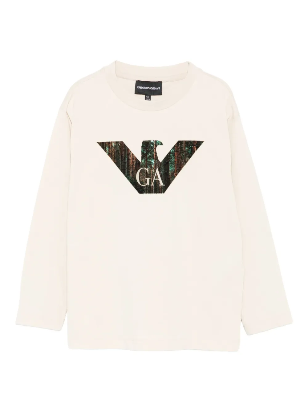 Emporio Ar i Kids Eagle logo-print long-sleeve sweatshirt Beige