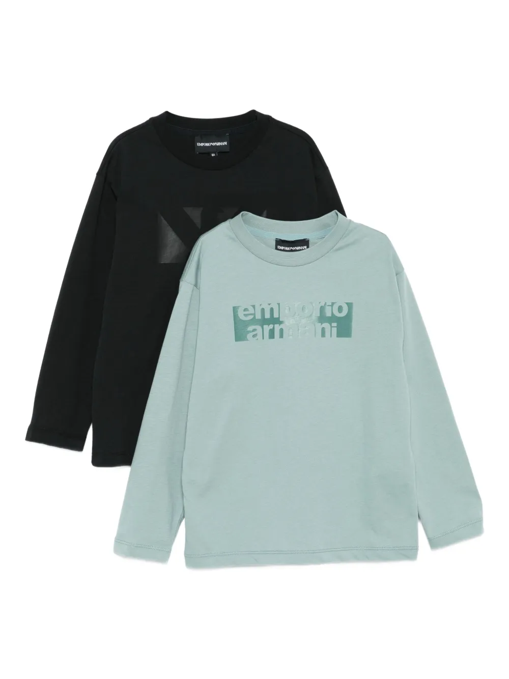 Emporio Ar i Kids logo-print long-sleeve top (set of two) Blauw