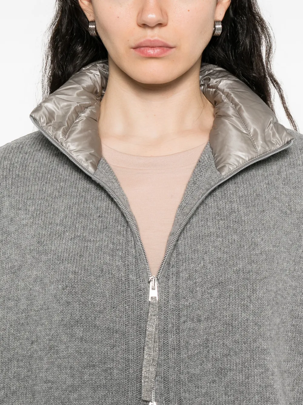 Herno Nylon Detail Waist Coat In Gray