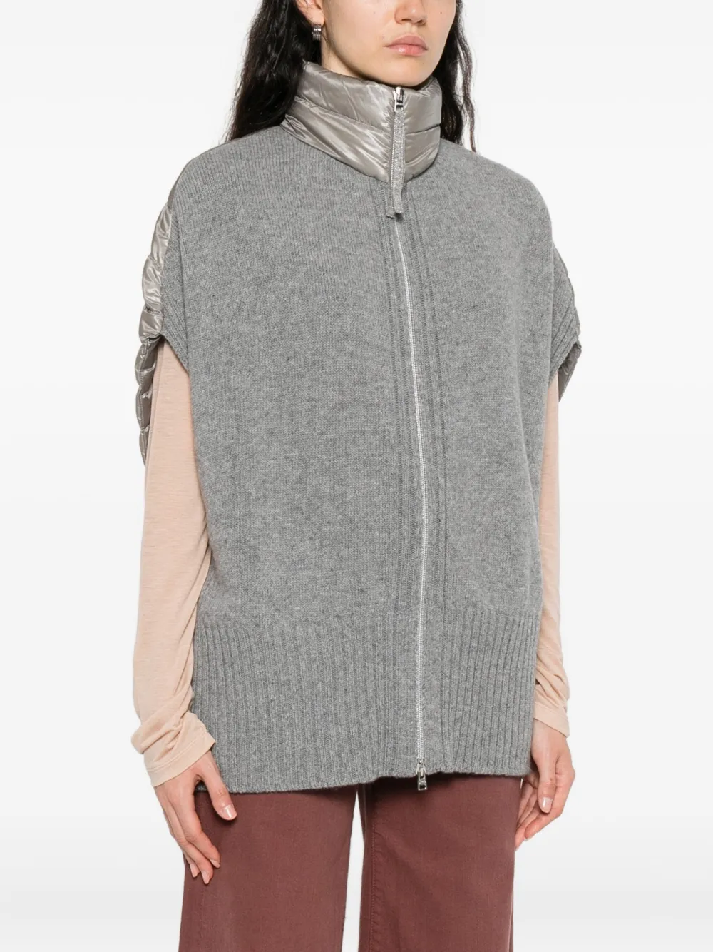 Herno Nylon Detail Waist Coat In Gray