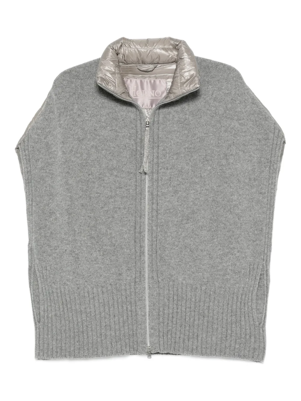 Herno Ribbed-knit Gilet In Gray