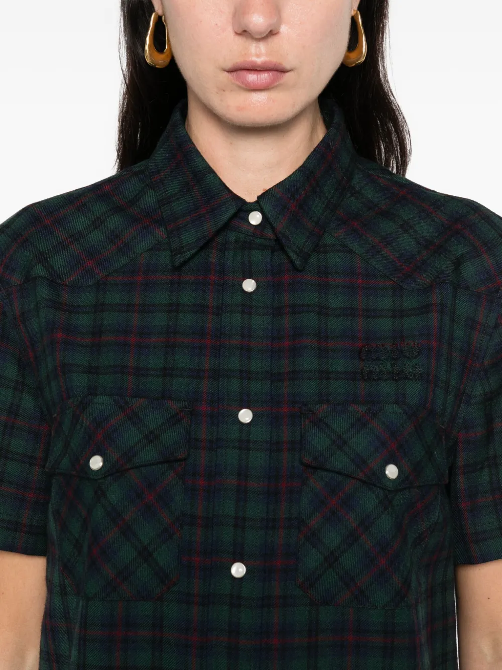 Miu Geplooide mini-blousejurk Groen