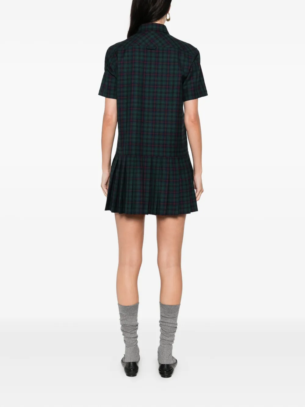Miu Geplooide mini-blousejurk Groen