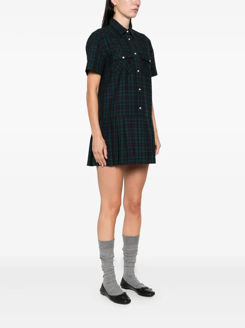 Miu Geplooide mini-blousejurk Groen