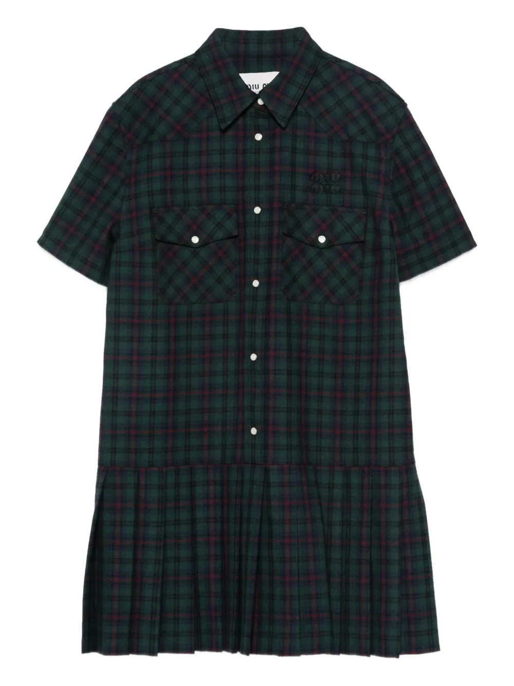Miu Geplooide mini-blousejurk Groen
