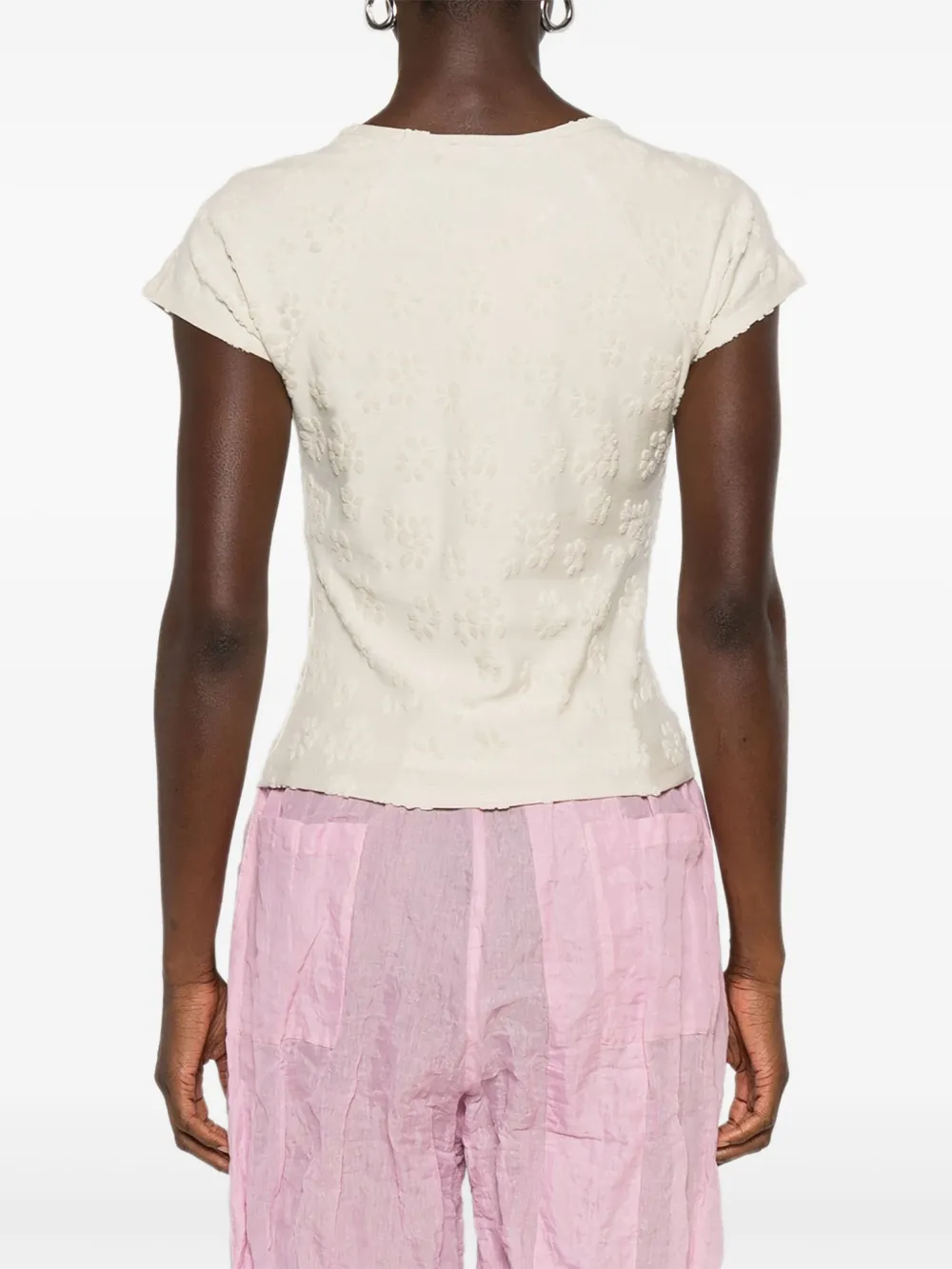 Paloma Wool Floral-pattern Short-sleeve Top In Neutral