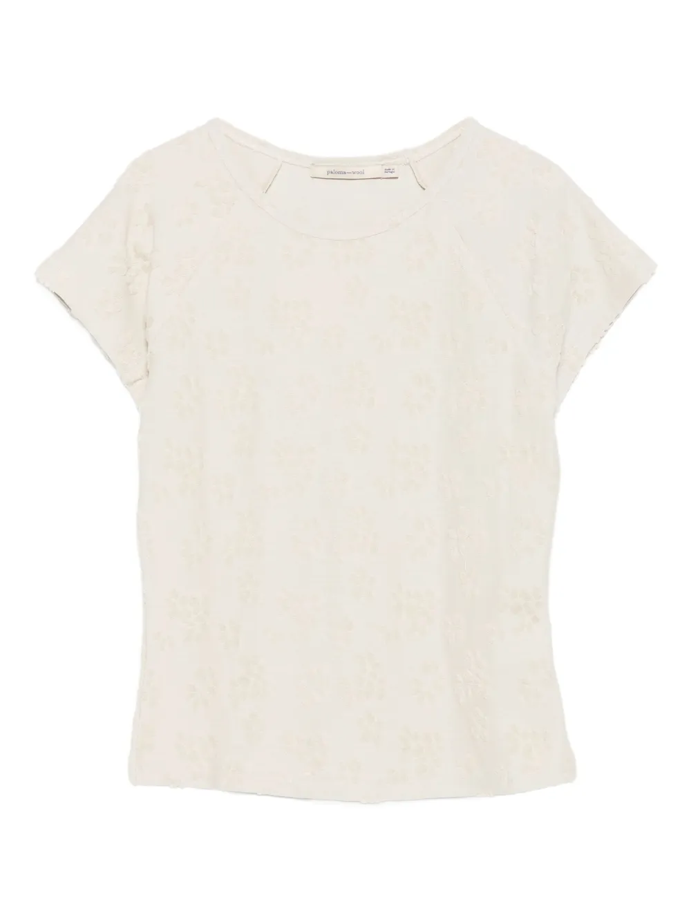 Paloma Wool Floral-pattern Short-sleeve Top In Neutral