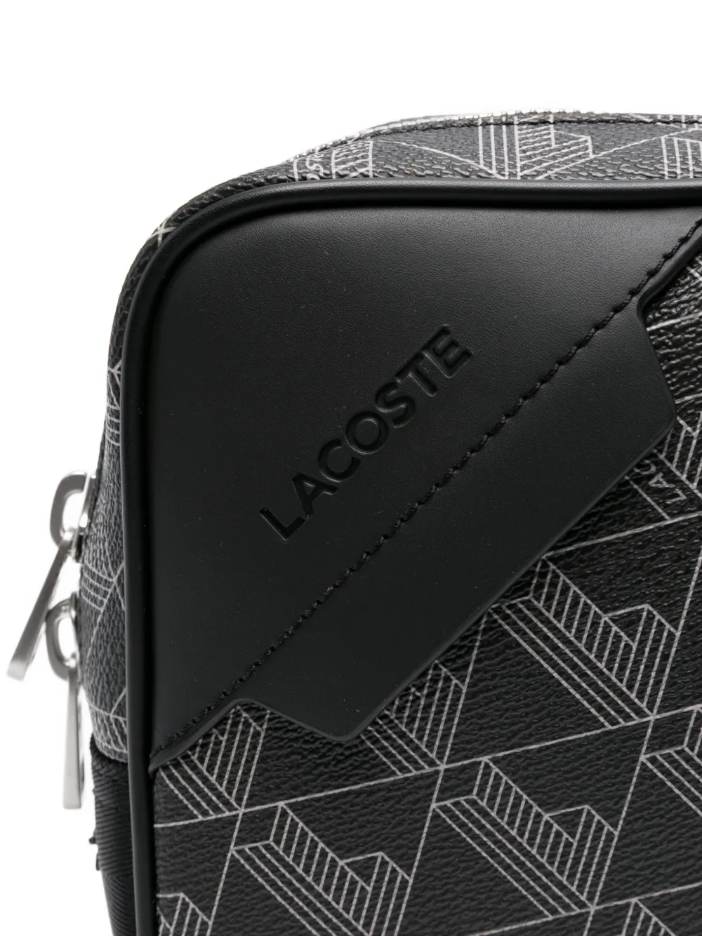 Lacoste Schoudertas met monogram logo Zwart