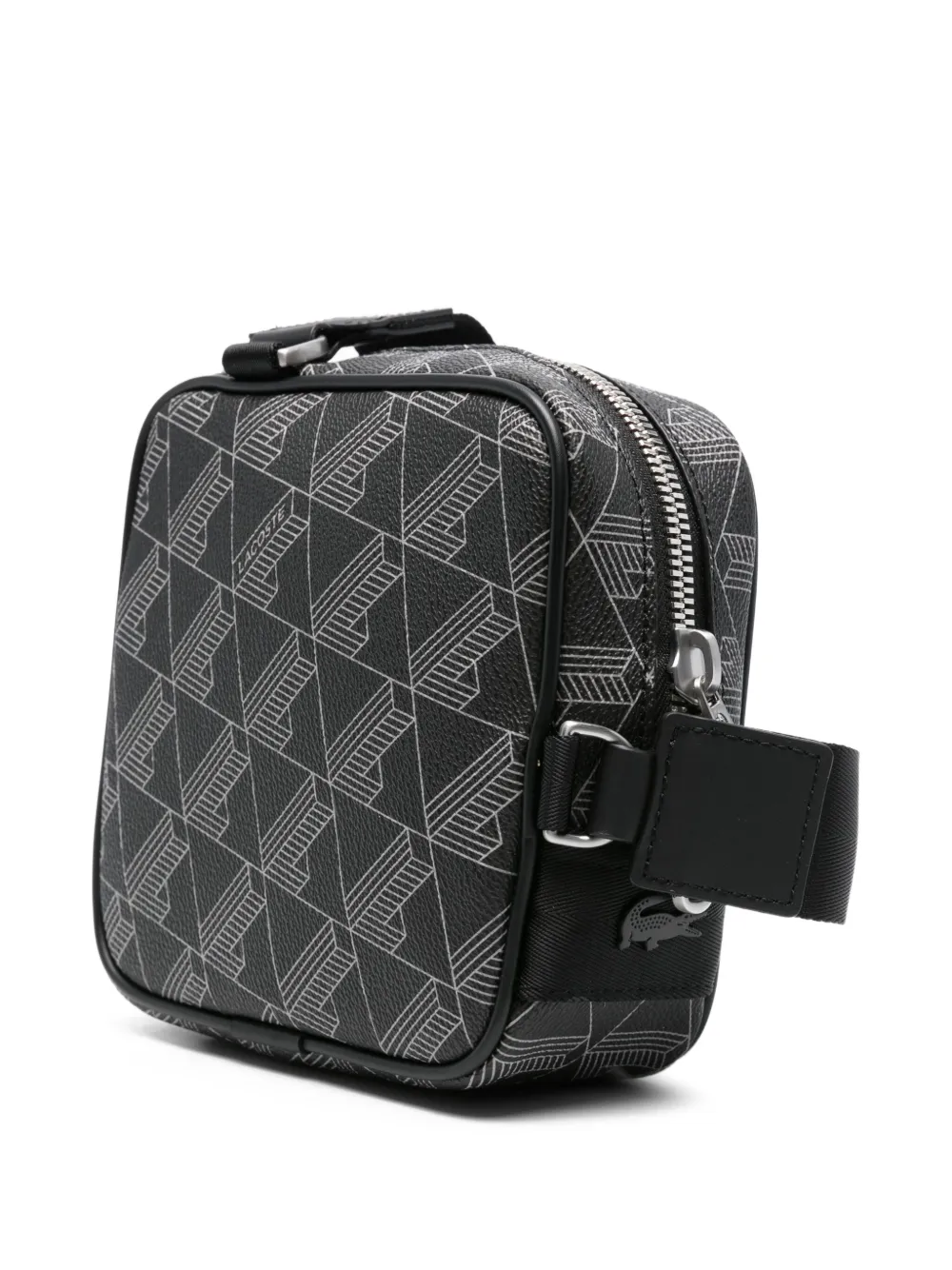 Lacoste Schoudertas met monogram logo Zwart