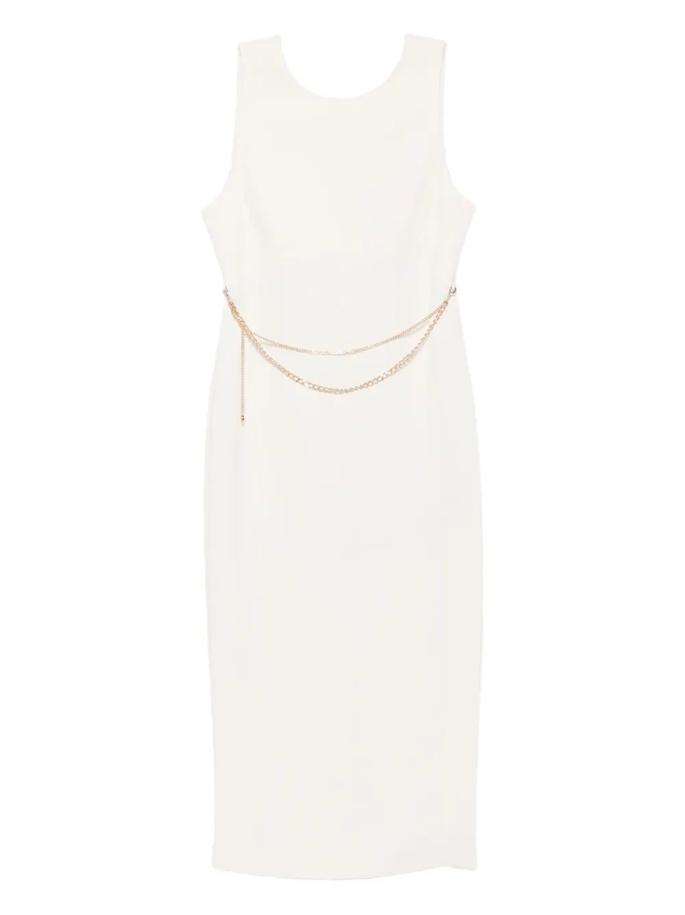 TWINSET chain-embellished sleeveless midi dress - ニュートラル TWINSET chain-embellished sleeveless midi dress - ニュートラル