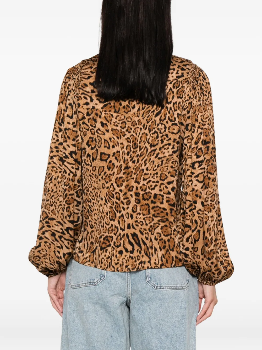 TWINSET Blouse met luipaardprint en hoge hals Bruin
