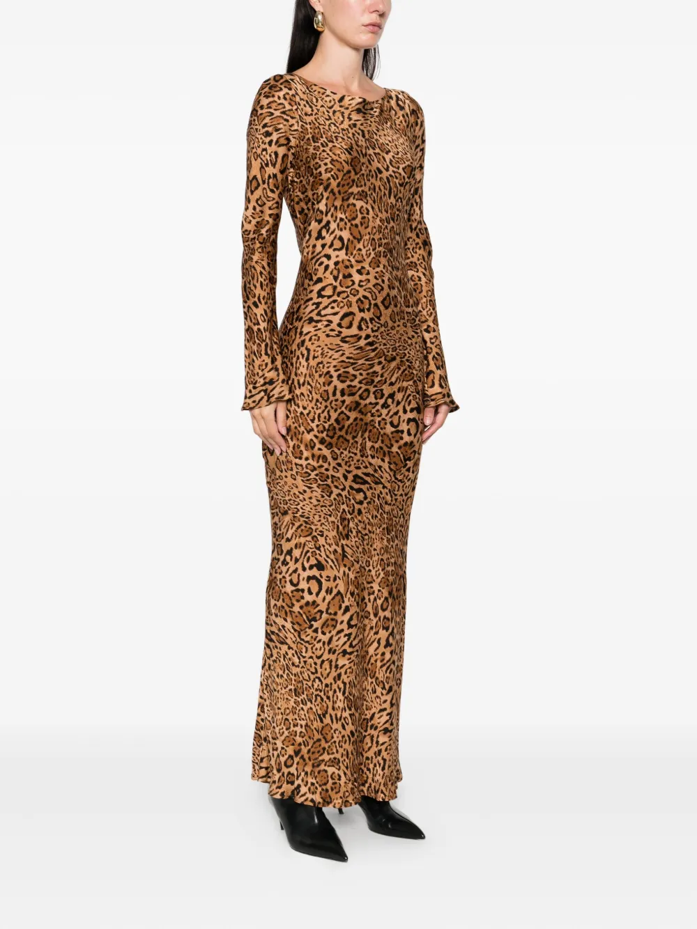 TWINSET leopard-print long-sleeved dress Bruin