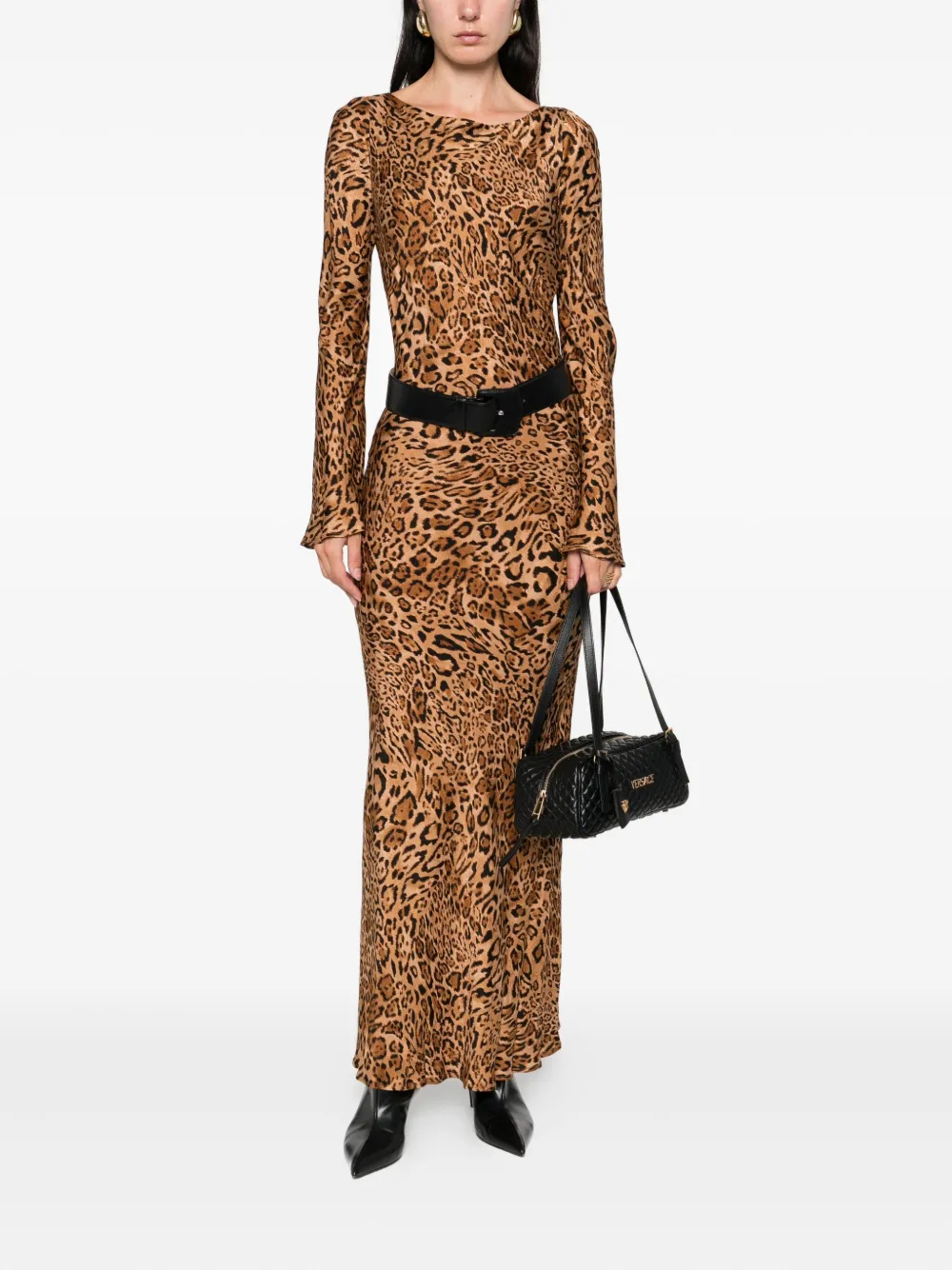 TWINSET leopard-print long-sleeved dress Bruin