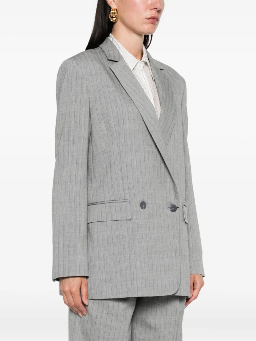 TWINSET pinstriped double-breasted blazer Grijs