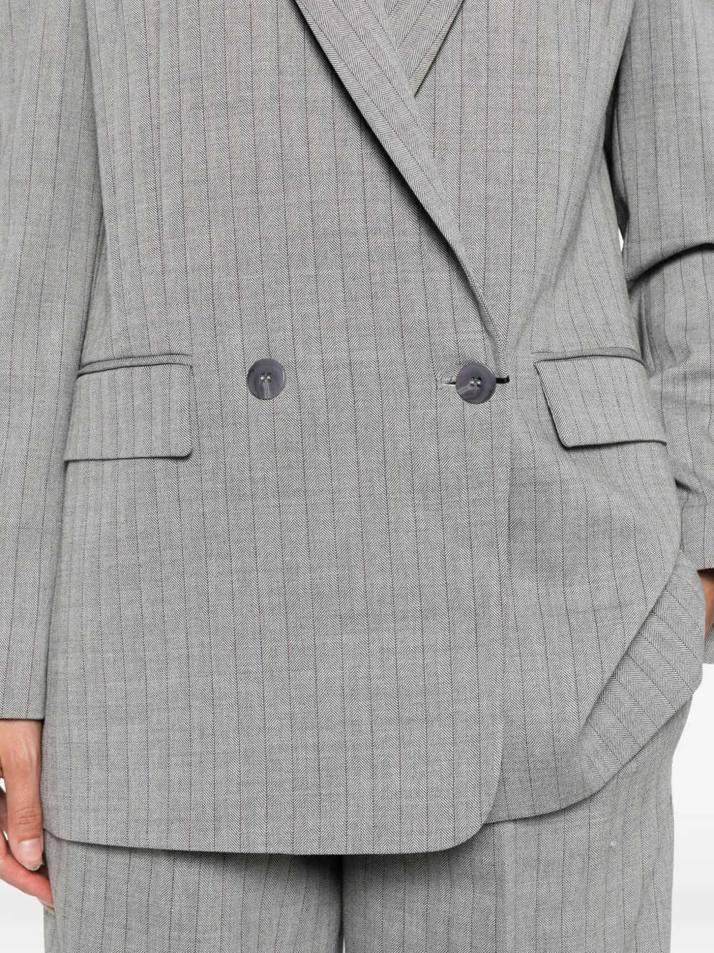 TWINSET pinstriped double-breasted blazer Grijs