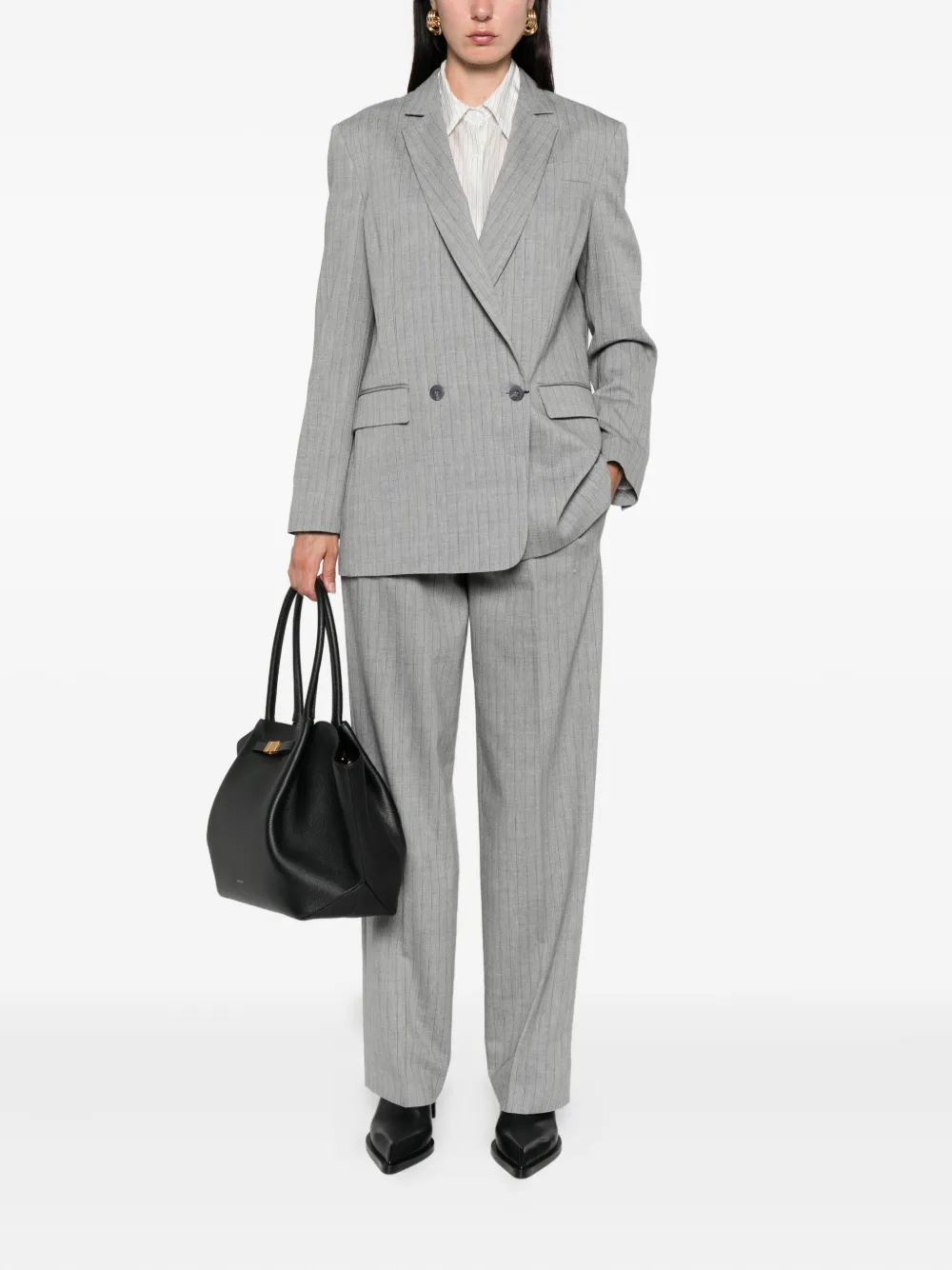 TWINSET pinstriped double-breasted blazer Grijs