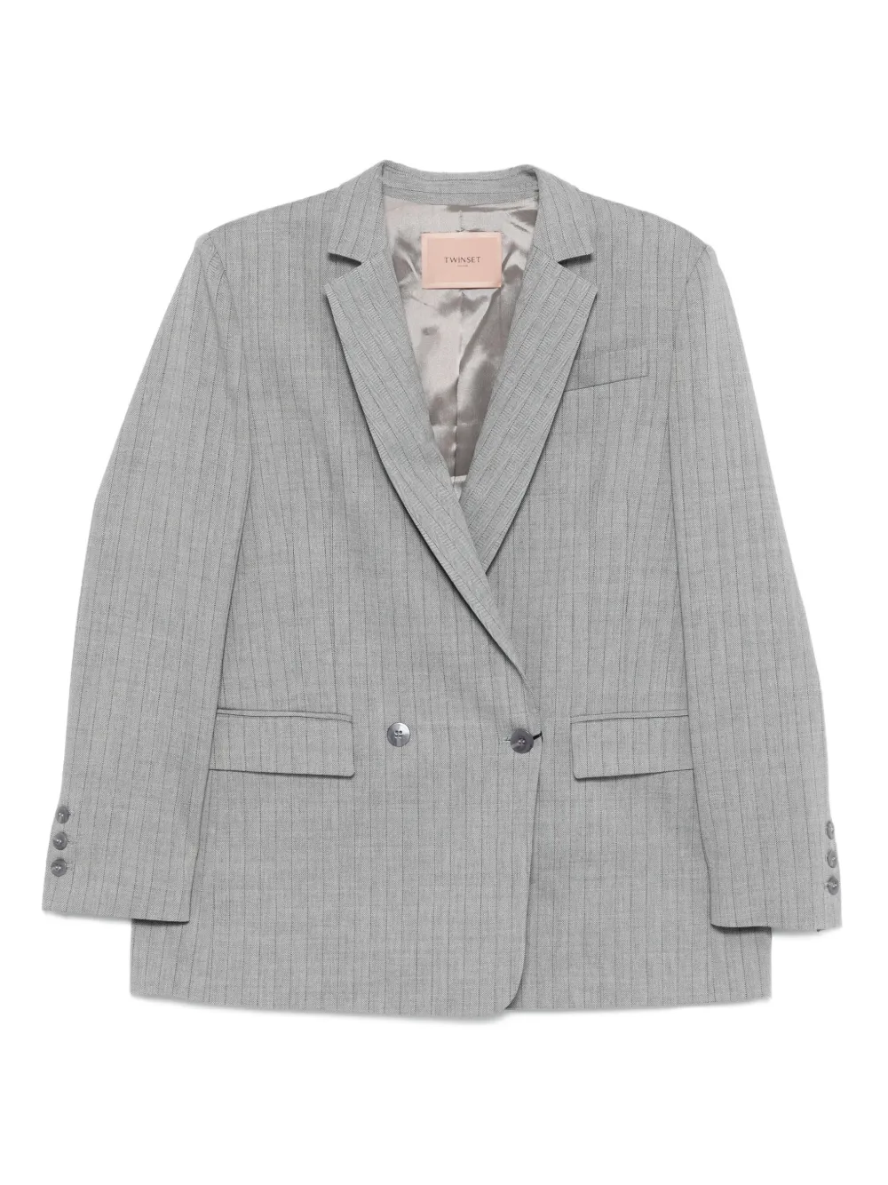 TWINSET pinstriped double-breasted blazer Grijs