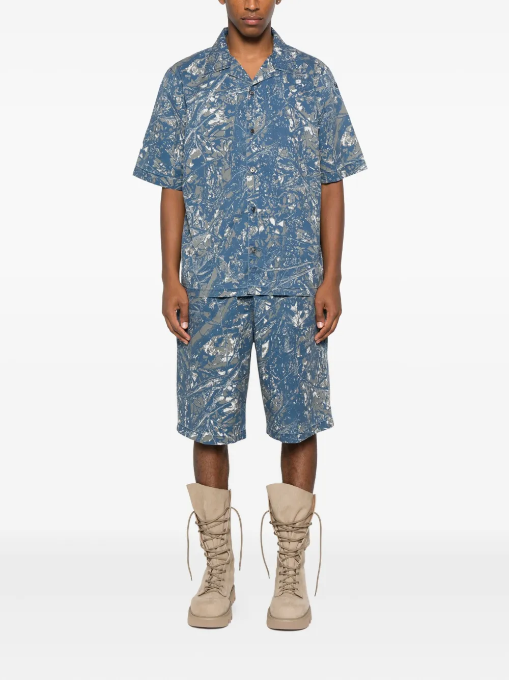 Diesel S-Lint overhemd met abstracte print en korte mouwen Blauw