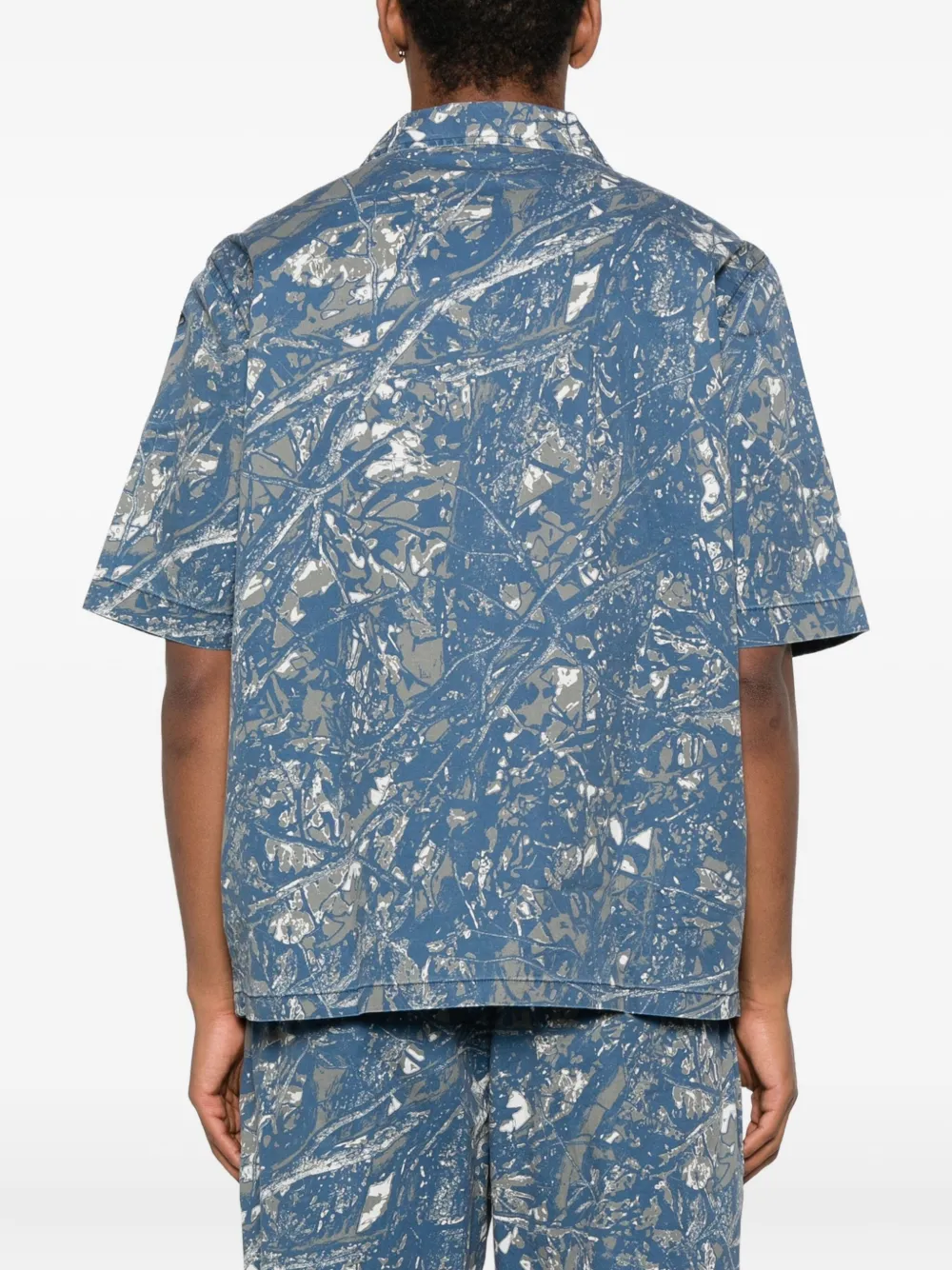 Diesel S-Lint overhemd met abstracte print en korte mouwen Blauw
