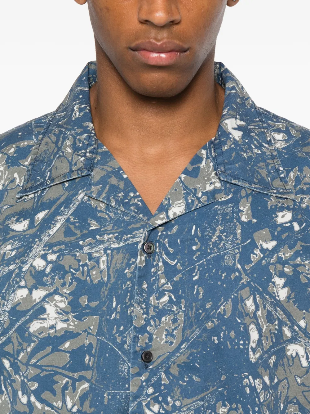Diesel S-Lint overhemd met abstracte print en korte mouwen Blauw