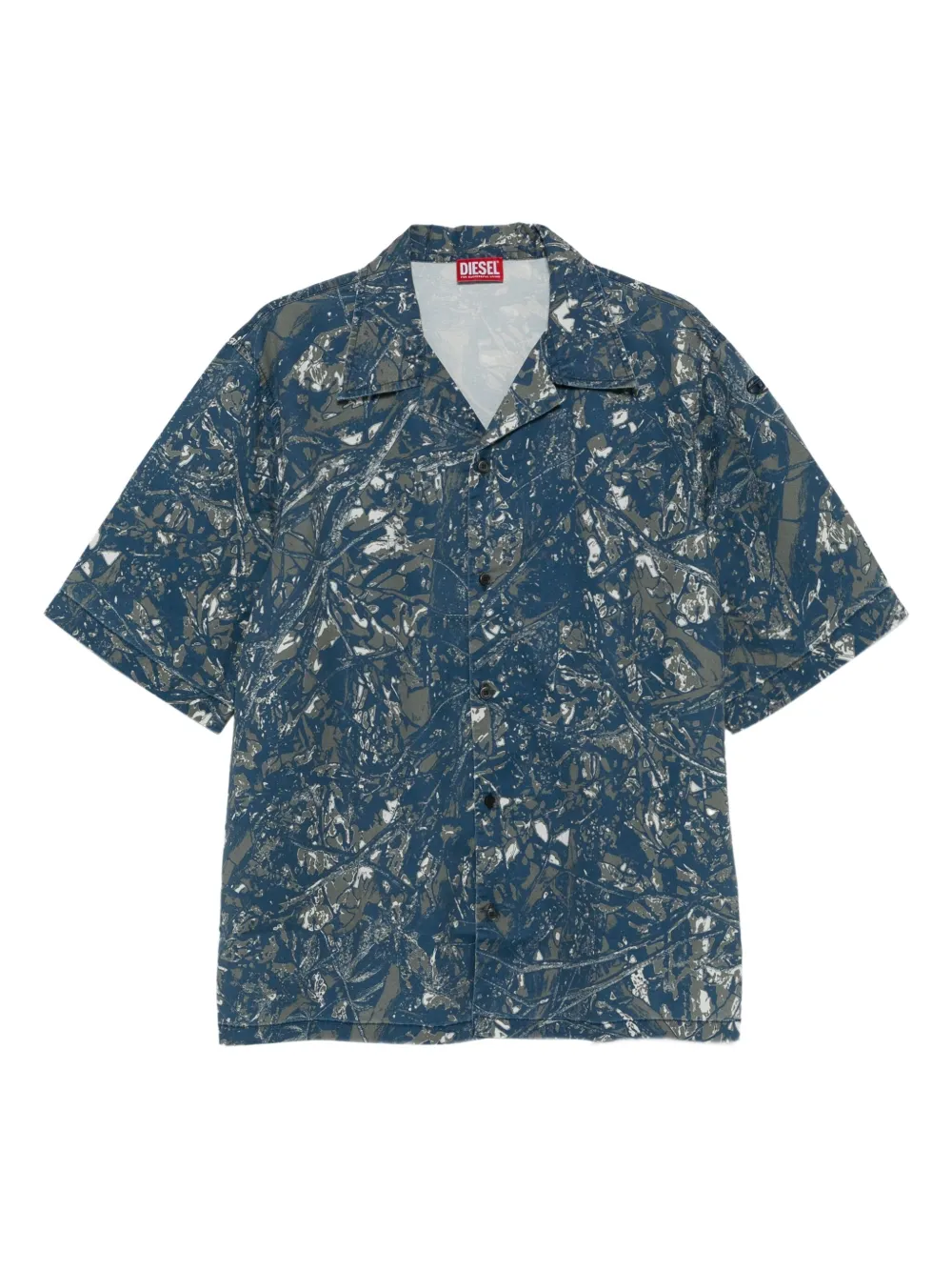 Diesel S-Lint overhemd met abstracte print en korte mouwen Blauw