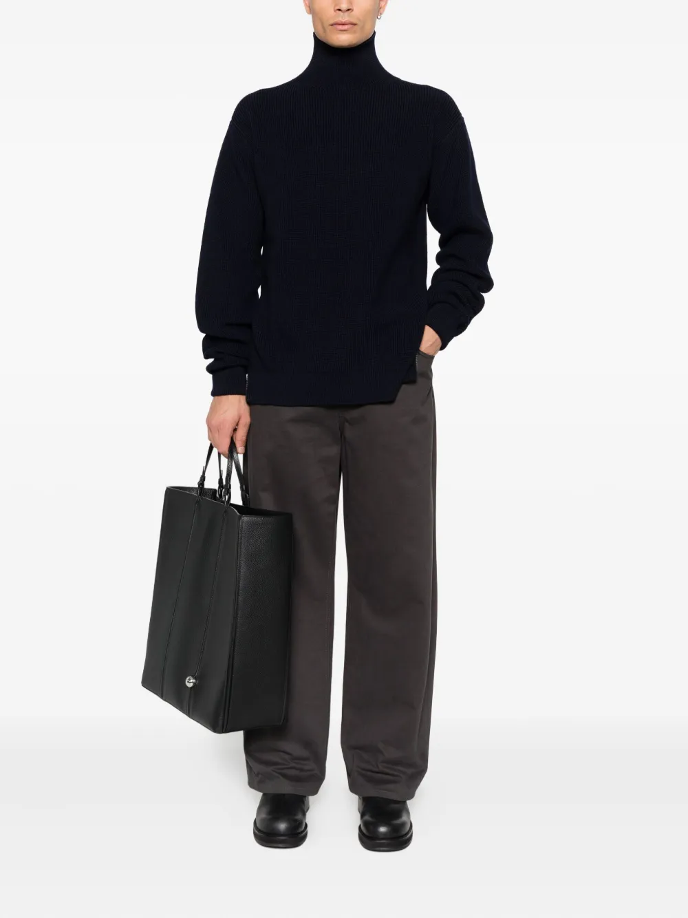 JIL SANDER+ ribbed high-neck sweater Blauw