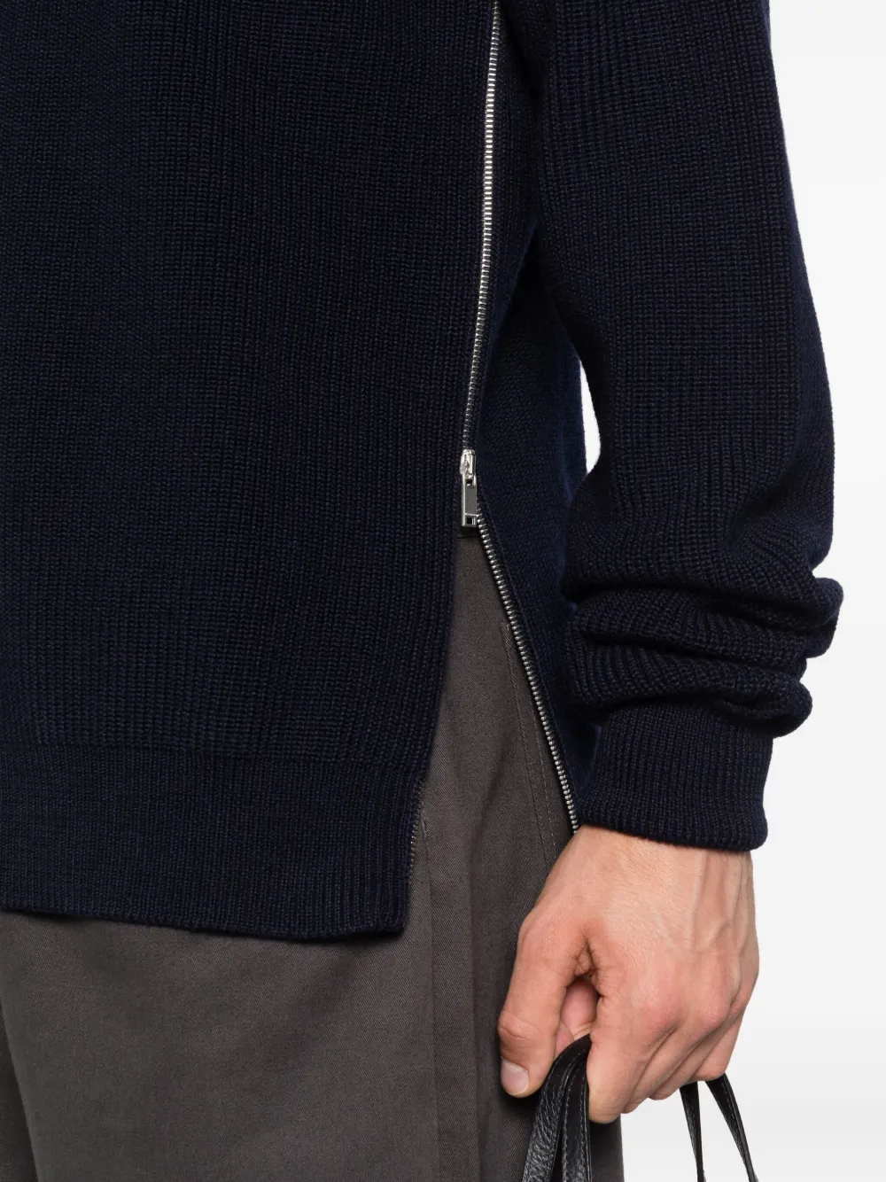 JIL SANDER+ ribbed high-neck sweater Blauw