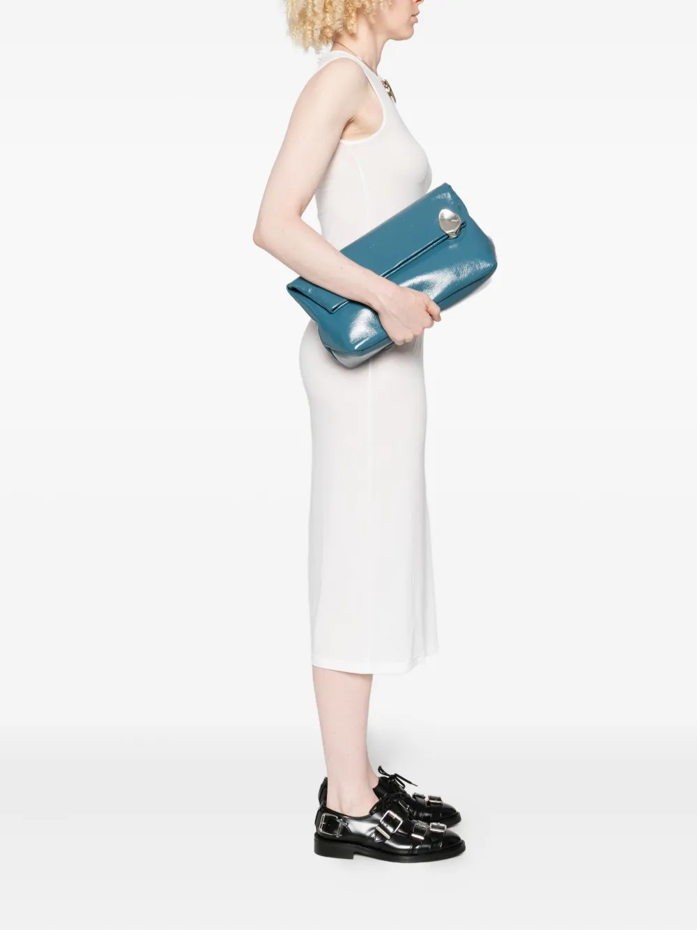 Jil Sander Jewel zip clutch - Blauw