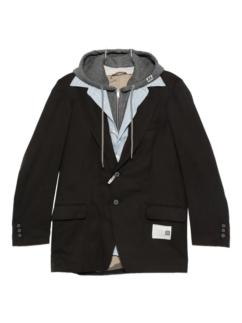 Miharayasuhiro Hooded Layered Jacket In Black