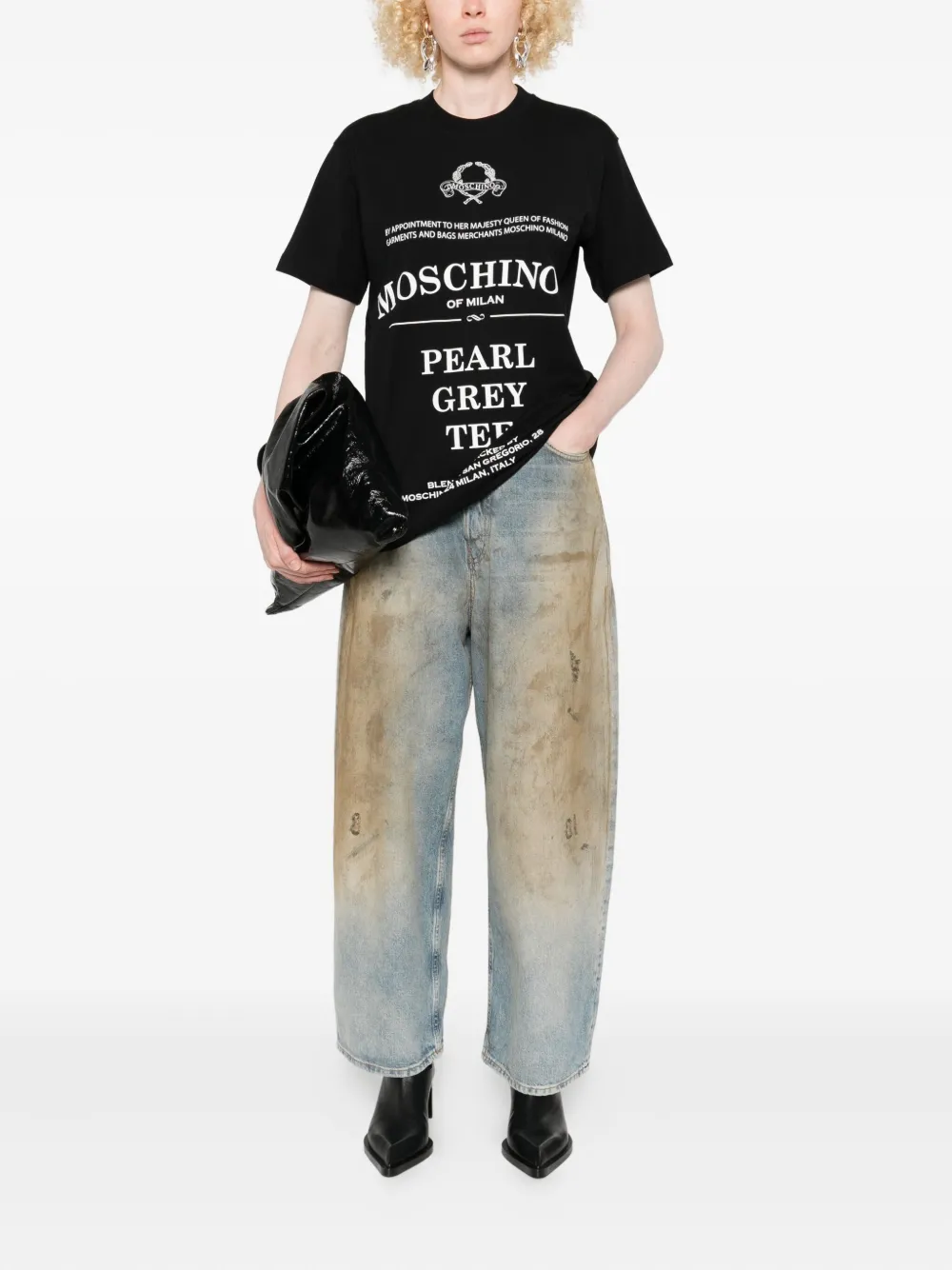 Moschino T-shirt met logoprint Zwart
