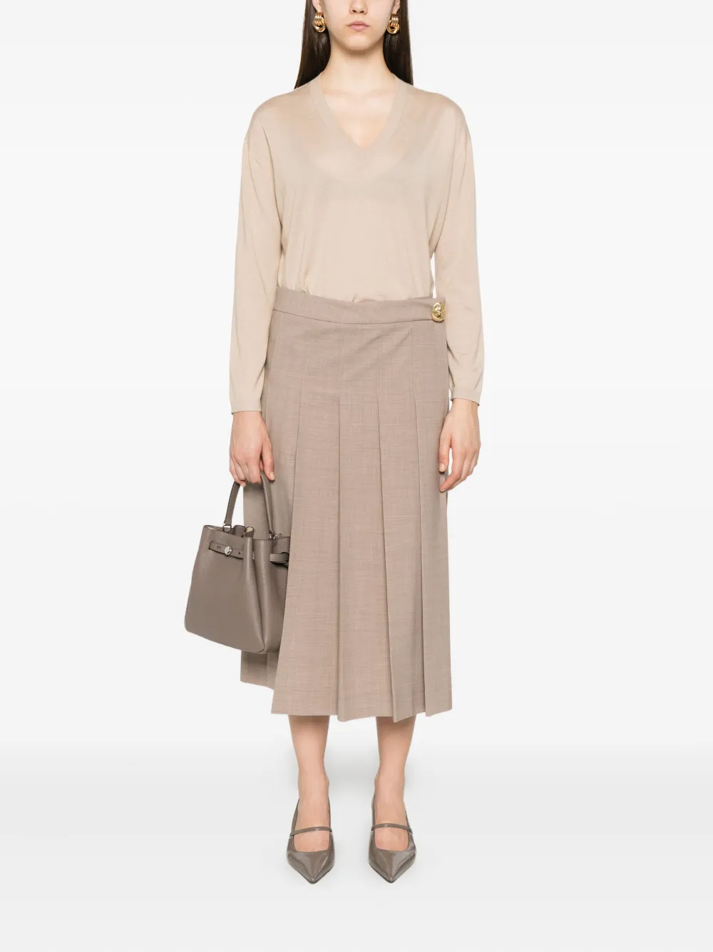 Fabiana Filippi T-shirt met V-hals Beige