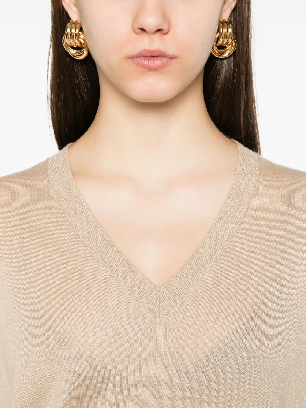 Fabiana Filippi T-shirt met V-hals Beige