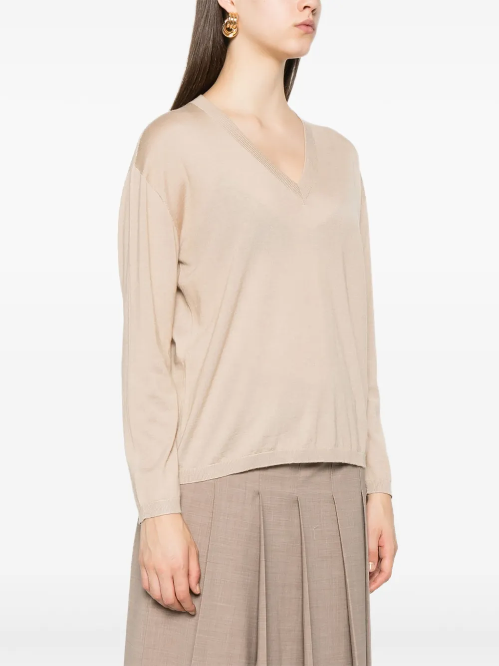 Fabiana Filippi T-shirt met V-hals Beige
