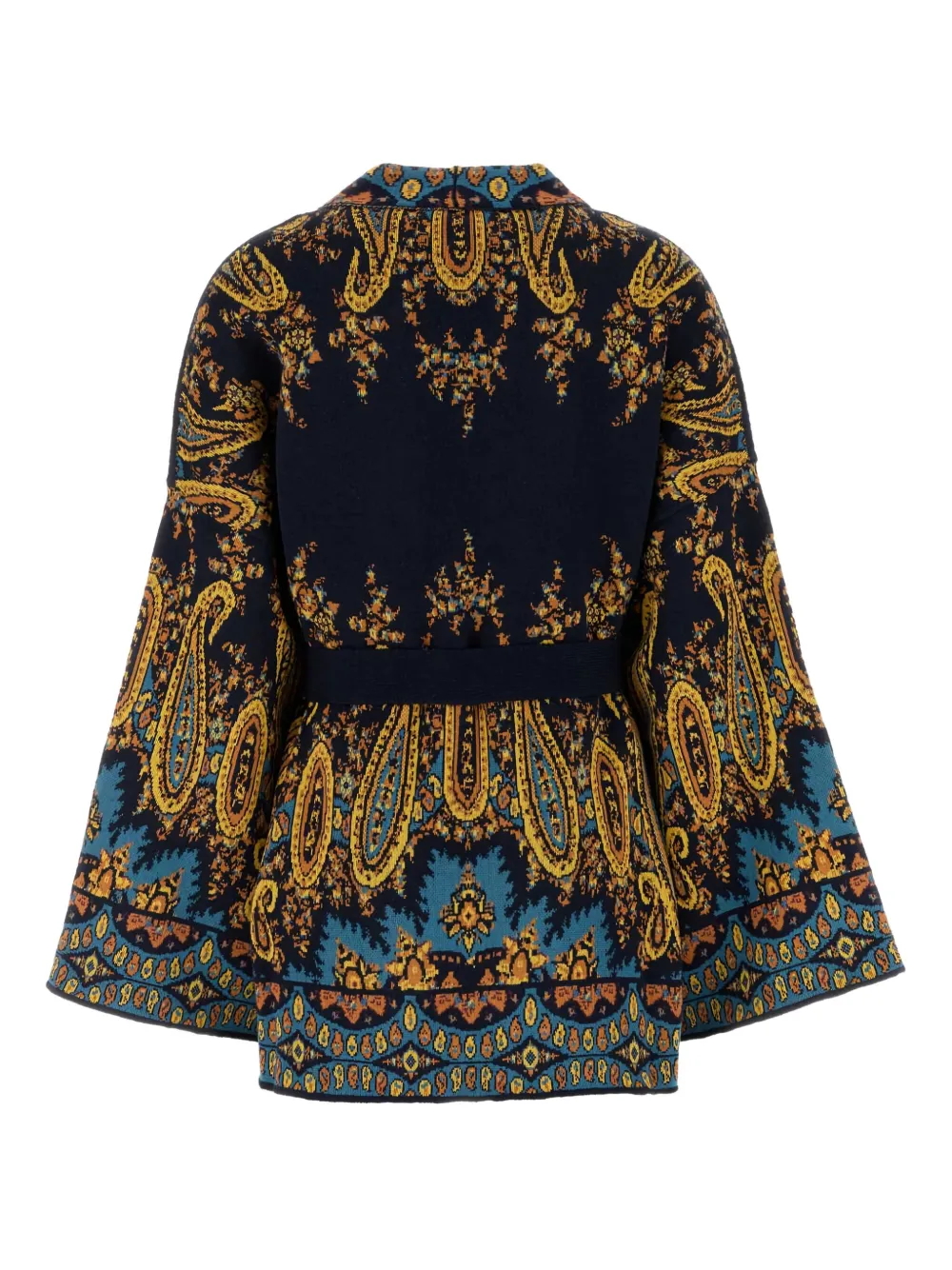 ETRO Cape met paisley-patroon en ceintuur Zwart