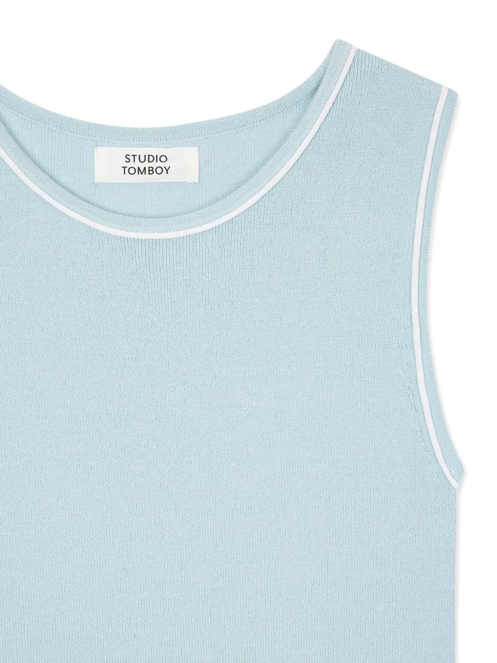 Studio Tomboy Ribbed-trim Sleeveless Top In Blue