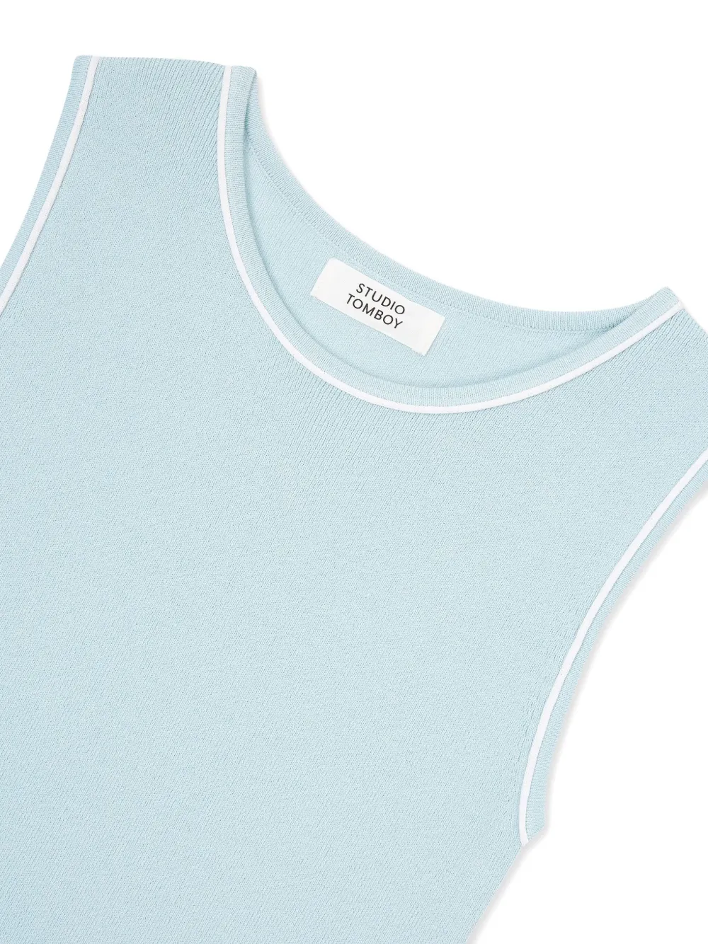 Studio Tomboy Ribbed-trim Sleeveless Top In Blue