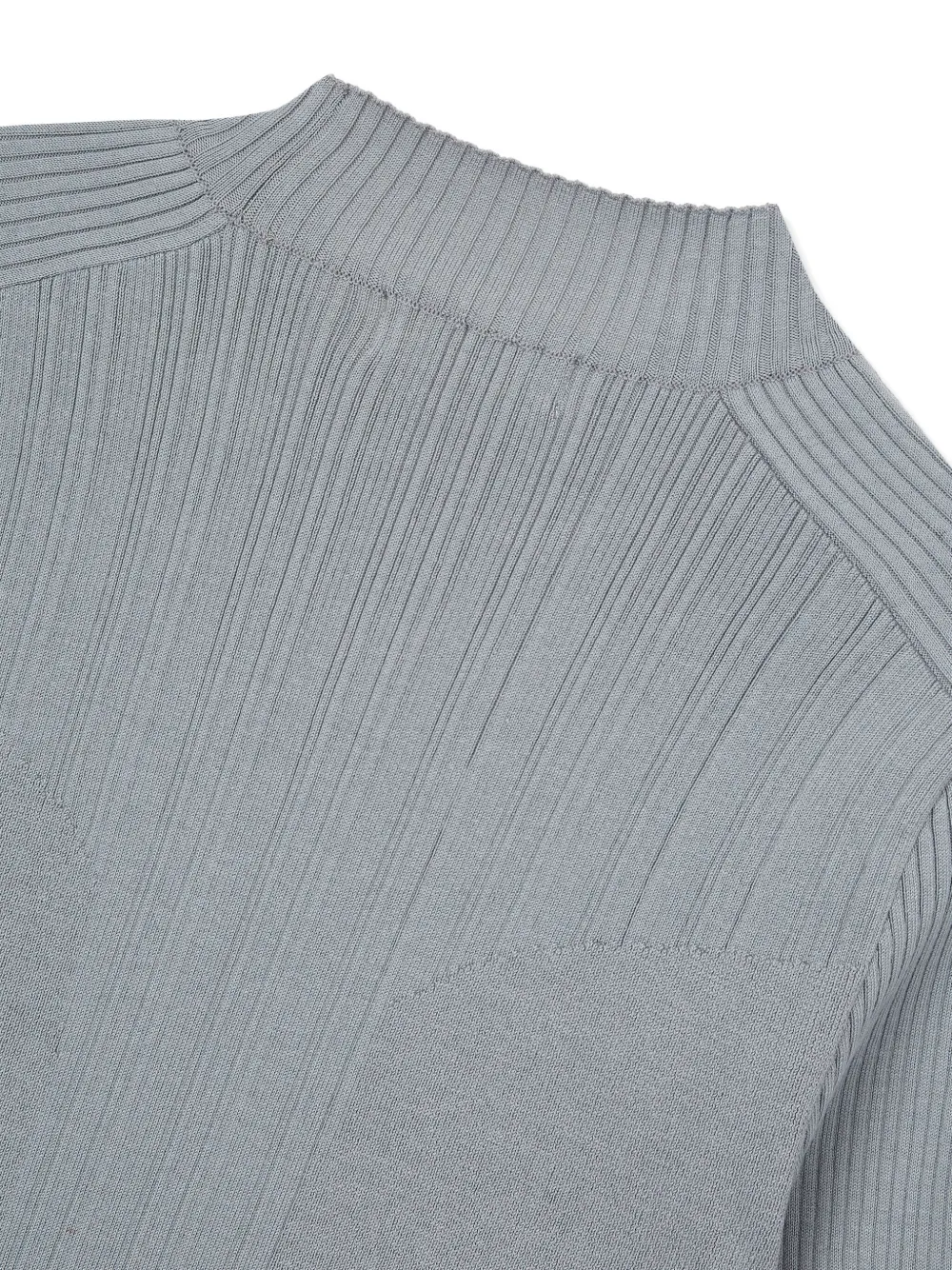 Studio Tomboy Mock-neck Ribbed T-shirt In Gray