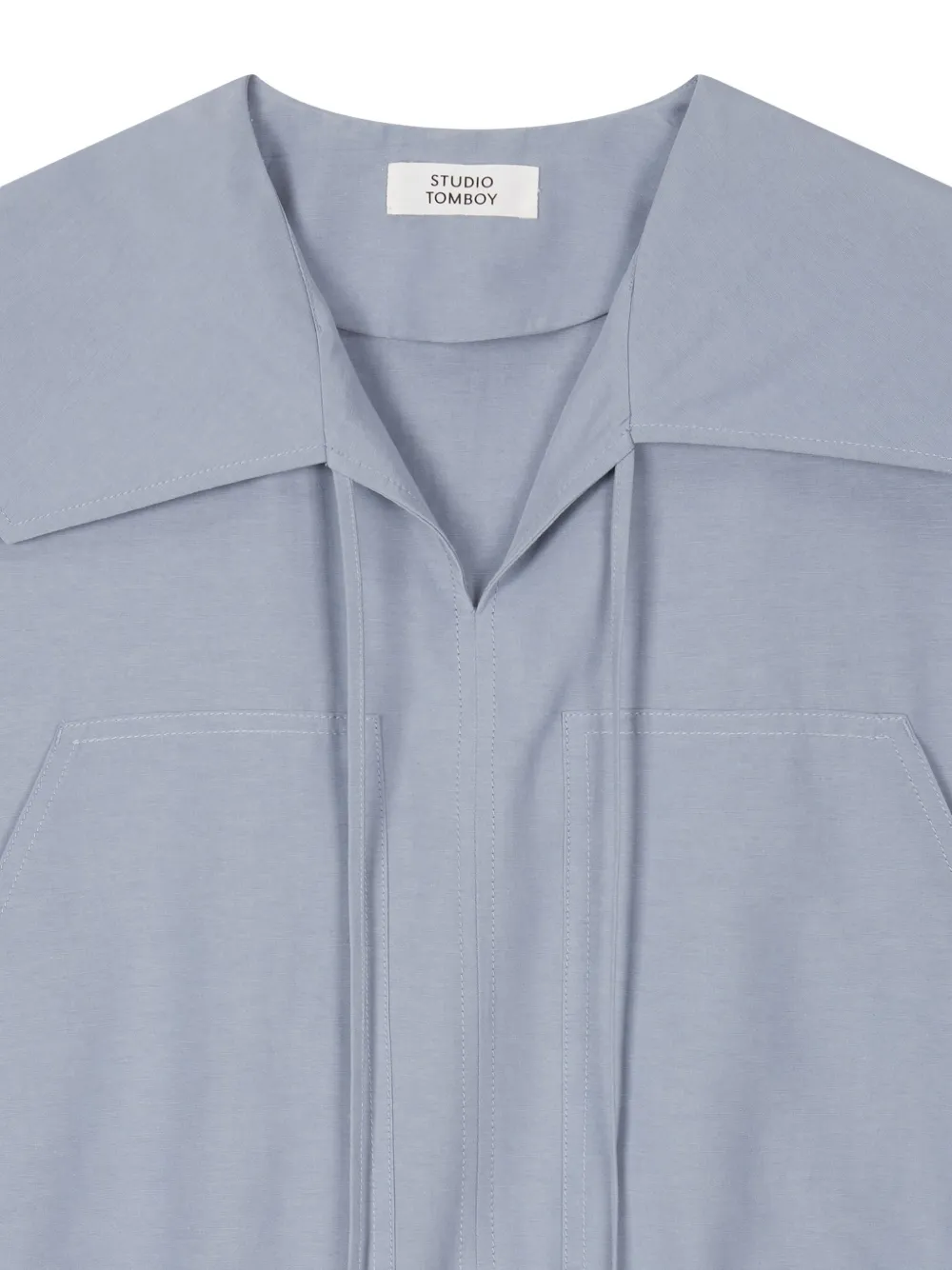 Studio Tomboy Sailor-collar Drawstring Dress In Gray