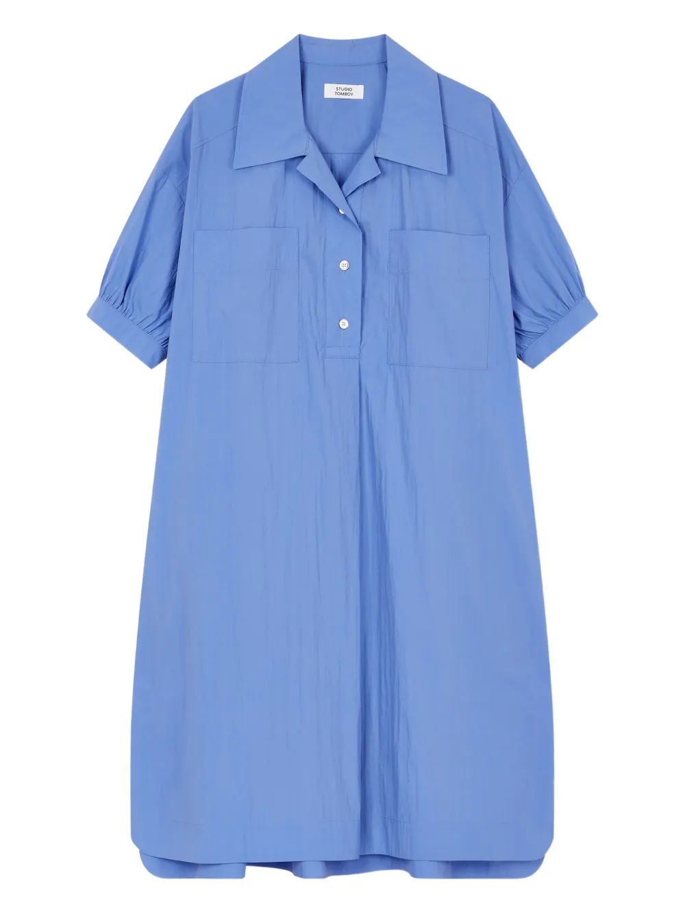 STUDIO TOMBOY shirt-collar puff-sleeve dress | Blue | Image 1