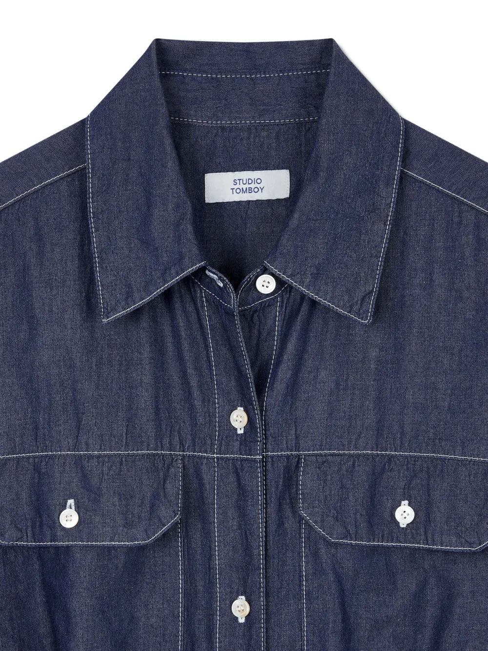 Studio Tomboy Pockets Short-sleeve Jumpsuit In Blue